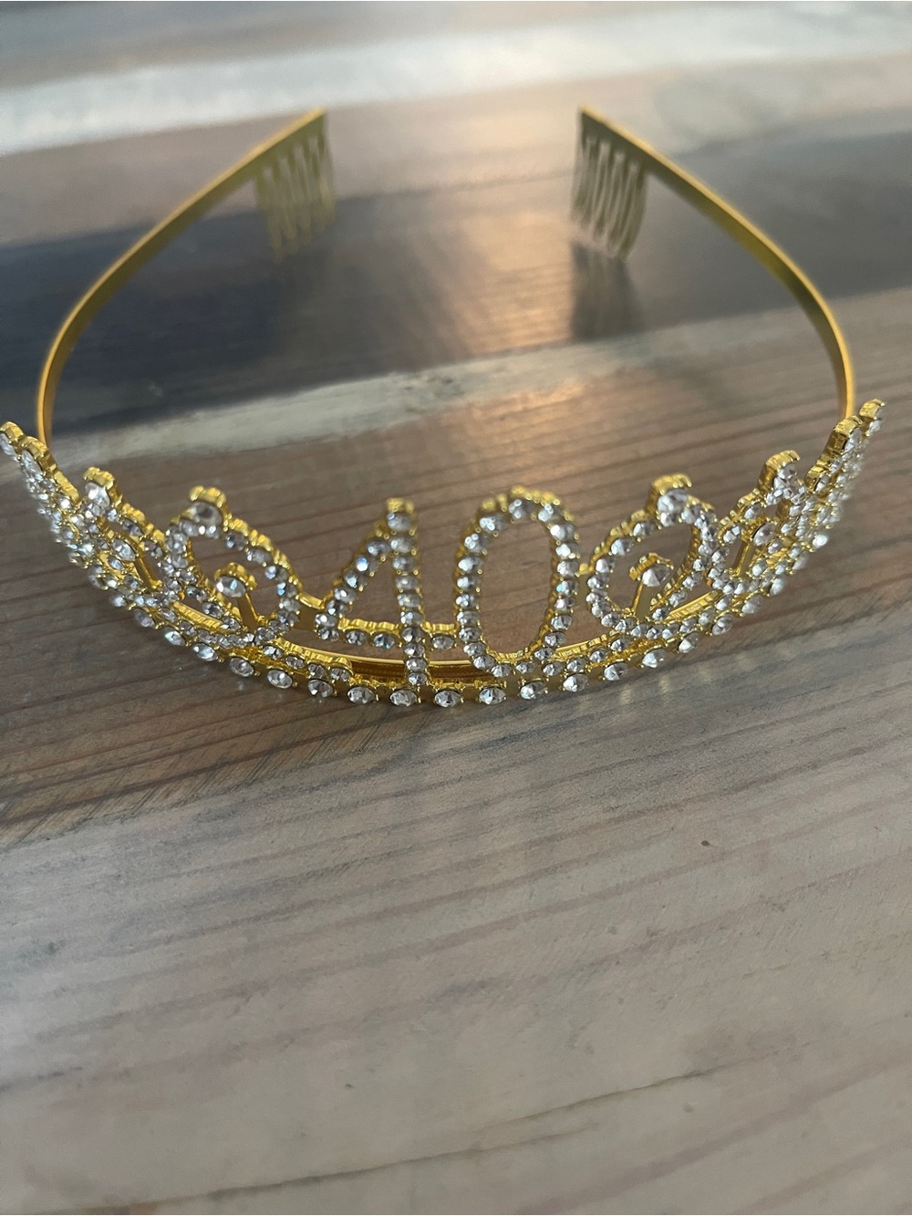 "40th" Birthday Gold Rhinestone Tiara Crown - Picture 4 of 8